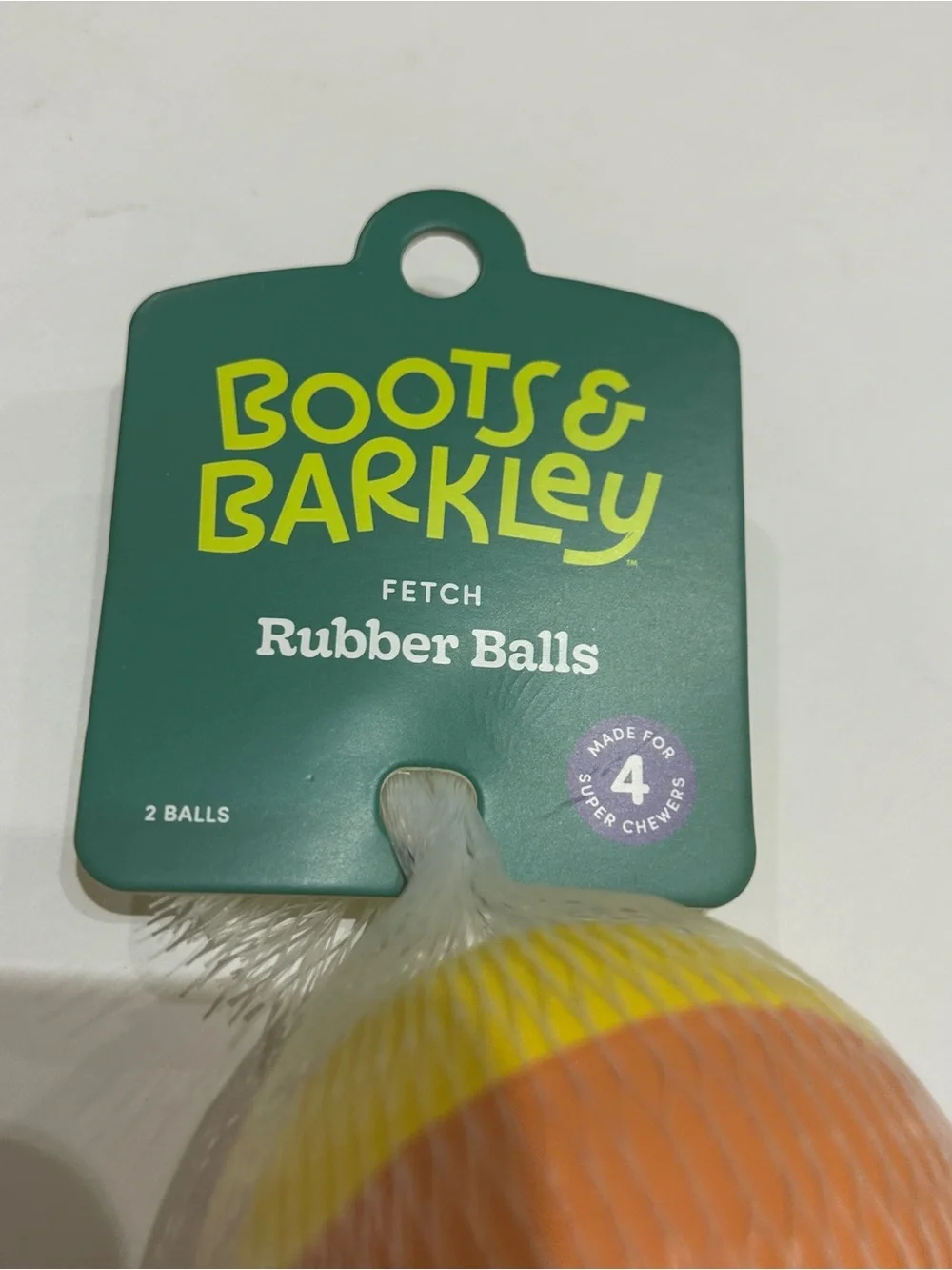 Boots & Barkley Rubber Fetch Balls 2-Pack Dog Toy Orange Blue Yellow NWT